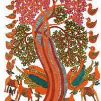 Birds and Tree of Life – Gond Paper Painting