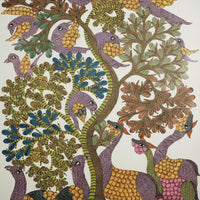 Birds and Deer – Gond Paper Painting