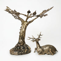 Sitting Deer Near the Tree (Dhokra Rock) – Dhokra Metal Art