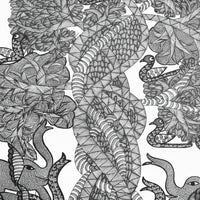 Elephants, Birds & Tree – Gond Paper Painting