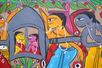 Tribal Wedding - Kalighat Painting - view 4, handmade Kalighat folk painting from India