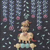 Triple Elephant Balance - Dhokra Metal Art - view 2, handmade tribal brass sculpture from India