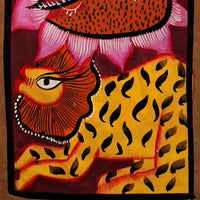 Trishul Dharini - Kalighat Painting - view 3, handmade Kalighat folk painting from India