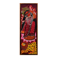 Trishul Dharini - Kalighat Painting - view 4, handmade Kalighat folk painting from India