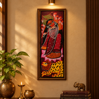 Trishul Dharini - Kalighat Painting, handmade Kalighat folk painting from India