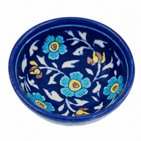 Turquoise Floral Bowl - Jaipur Blue Pottery, handmade Jaipur blue pottery from India
