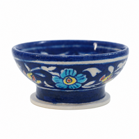 Turquoise Floral Bowl - Jaipur Blue Pottery - view 2, handmade Jaipur blue pottery from India