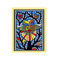 Twin Birds and Tree - Madhubani Painting - view 2, handmade Madhubani painting from India