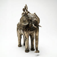 Two Men on Elephant Statue (Heavy) – Dhokra Metal Art