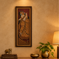 Veena Pani - Kalighat Painting, handmade Kalighat folk painting from India