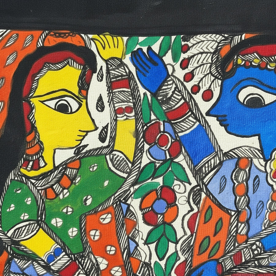 Village Companions - Madhubani Painting - view 3, handmade Madhubani painting from India