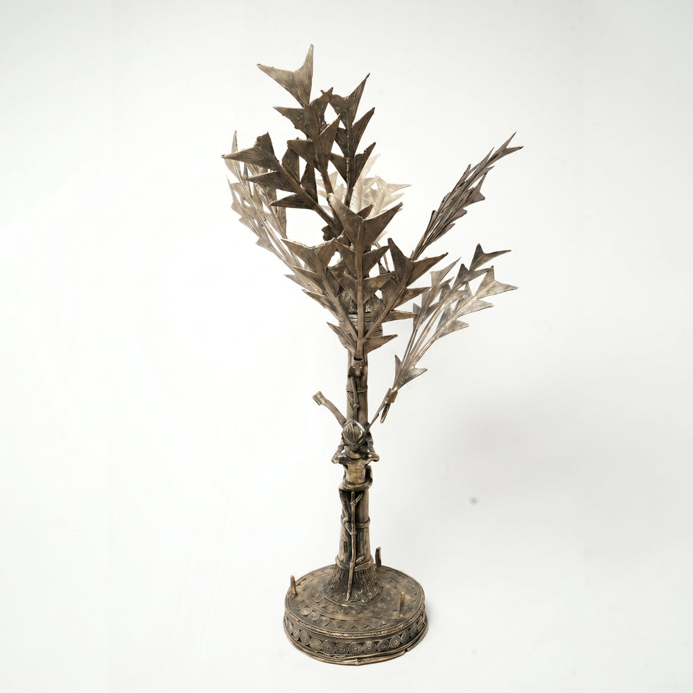 Village Tree Climbing Sculpture – Dhokra Metal Art