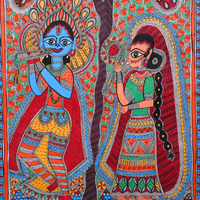 Vriksha Tale Prem - Madhubani Painting - view 3, handmade Madhubani painting from India