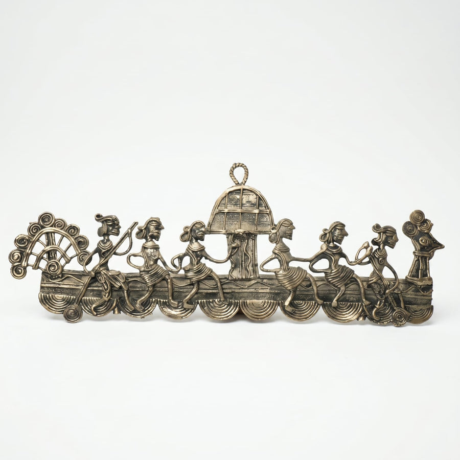 Peacock Boat Wall Hanging – Dhokra Metal Art