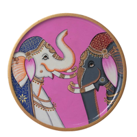 Wooden Wall Elephant - Pichwai Painting, handmade pichwai painting from India