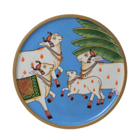 Wooden Wall Gokul Gau Parivar - Pichwai Painting, handmade pichwai painting from India