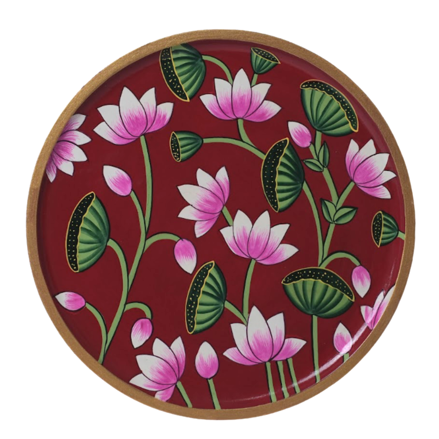 Wooden Wall Kamal Vatika - Pichwai Painting, handmade pichwai painting from India