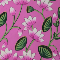 Wooden Wall Lotus - Pichwai Painting - view 2, handmade pichwai painting from India