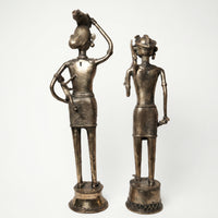 Tribal Working Couple with Baby – Dhokra Metal Art