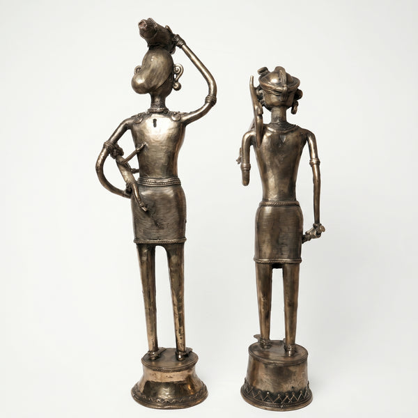 Tribal Working Couple with Baby – Dhokra Metal Art