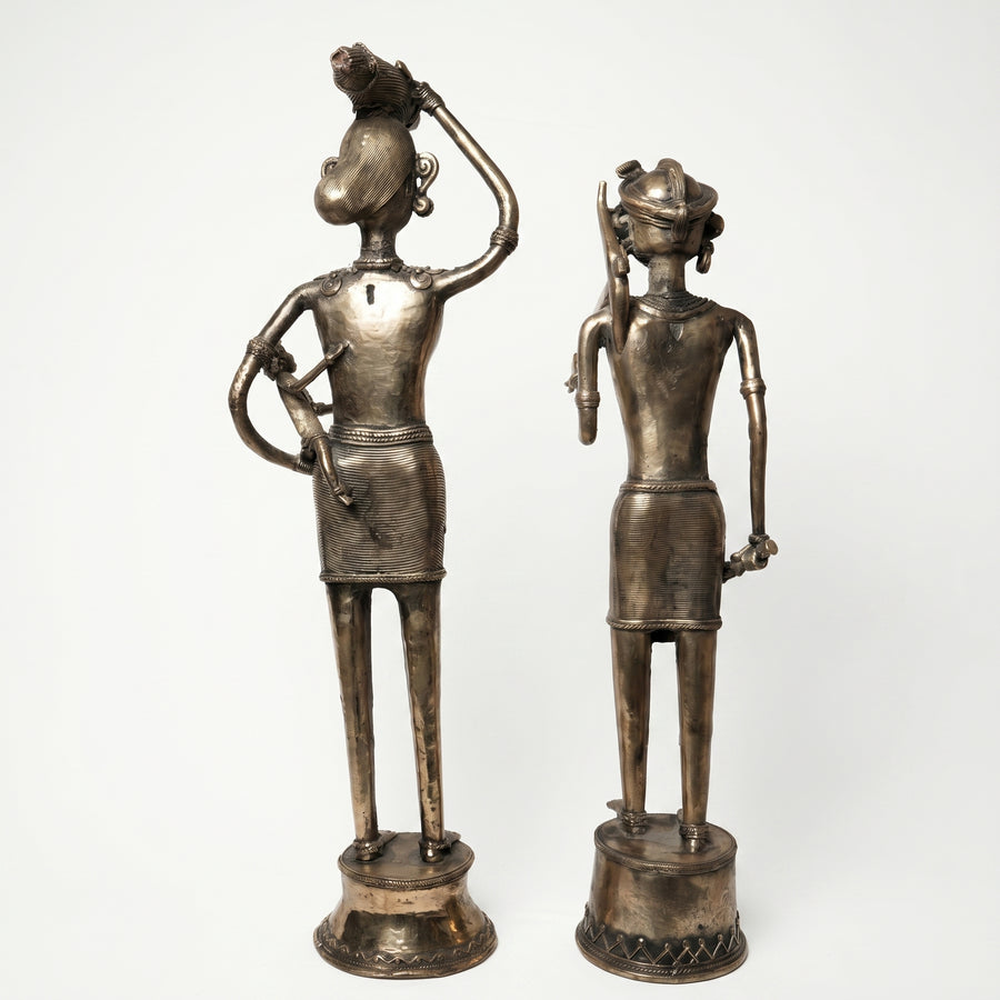 Tribal Working Couple with Baby – Dhokra Metal Art