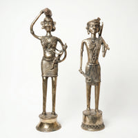Tribal Working Couple with Baby – Dhokra Metal Art