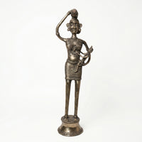 Tribal Working Couple with Baby – Dhokra Metal Art