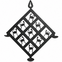 Wrought Iron Candle Stand Wall Hanging - Tribal Art - view 3, handmade Bastar wrought iron art from India