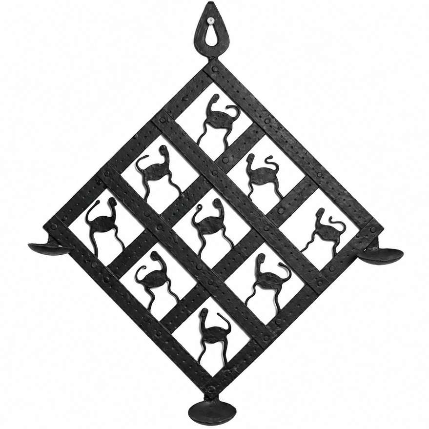 Wrought Iron Candle Stand Wall Hanging - Tribal Art - view 3, handmade Bastar wrought iron art from India