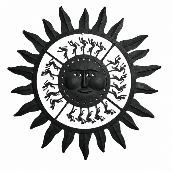Wrought Iron Decorative Sun - Tribal Wall Art, handmade Bastar wrought iron art from India