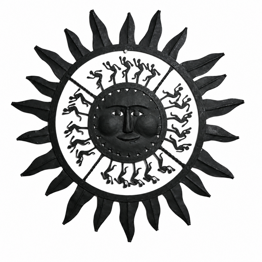 Wrought Iron Decorative Sun - Tribal Wall Art, handmade Bastar wrought iron art from India