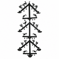 Wrought Iron Decorative Wall Hanging with Candle Stand - Tribal Art, handmade Bastar wrought iron art from India
