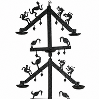 Wrought Iron Decorative Wall Hanging with Candle Stand - Tribal Art - view 3, handmade Bastar wrought iron art from India