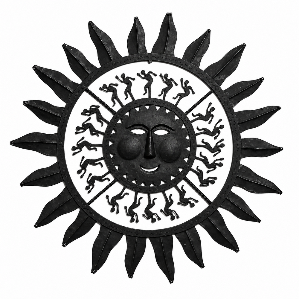 Wrought Iron Radiant Sun - Tribal Wall Art, handmade Bastar wrought iron art from India