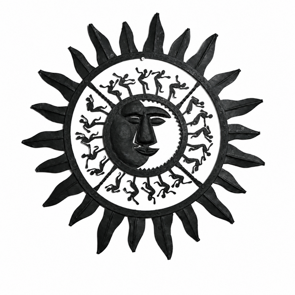 Wrought Iron Sun Motif - Tribal Wall Art - view 2, handmade Bastar wrought iron art from India