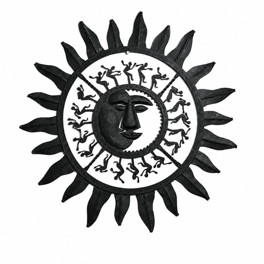 Wrought Iron Sun Motif - Tribal Wall Art - view 2, handmade Bastar wrought iron art from India