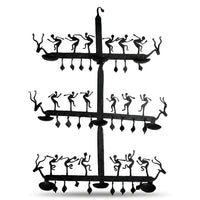 Wrought Iron Wall Hanging with Candle Stand - Tribal Art, handmade Bastar wrought iron art from India