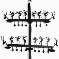 Wrought Iron Wall Hanging with Candle Stand - Tribal Art - view 3, handmade Bastar wrought iron art from India