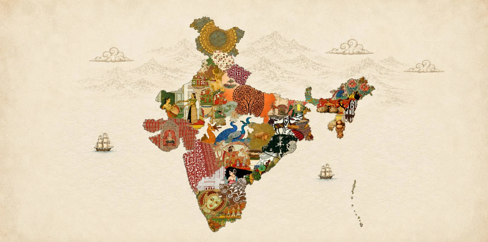 Art map of India, every state painted in its own craft tradition